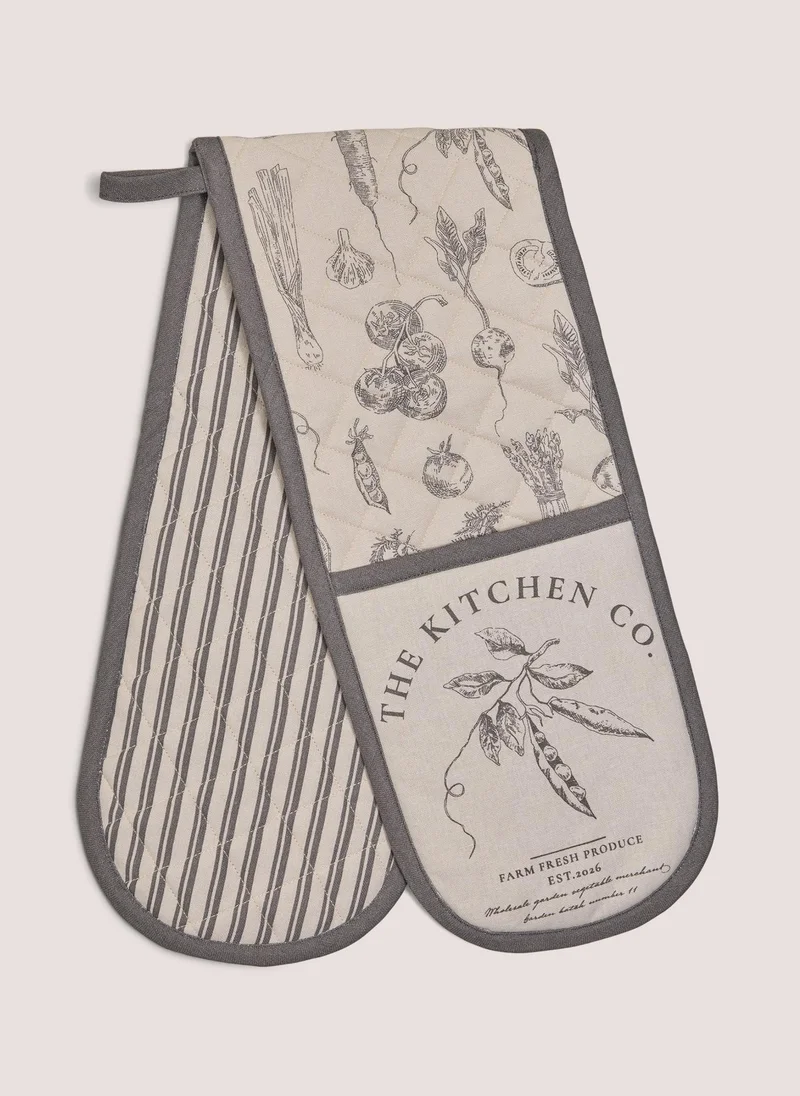 Matalan Kitchen Co Veg Print Oven Gloves Neutral